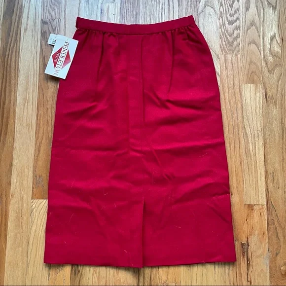 NWT Women's Vintage 80's Pendleton Holiday Tartan Wool Red Pencil